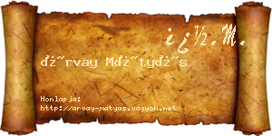Árvay Mátyás névjegykártya