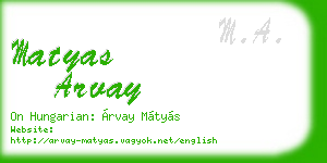 matyas arvay business card
